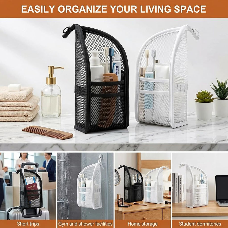1Pc Portable Mesh Toiletry Bag - Travel Accessories Organizer Bag 评论和价格